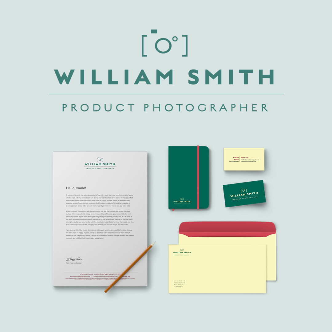 Overview of, William Smith Product Photography, branding applied to stationary